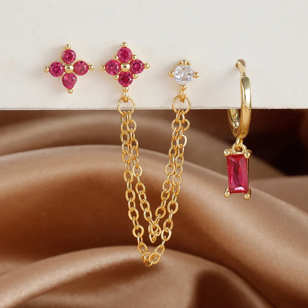 Zodiac Birthstone Earrings Set for Everyday Celestial Style
