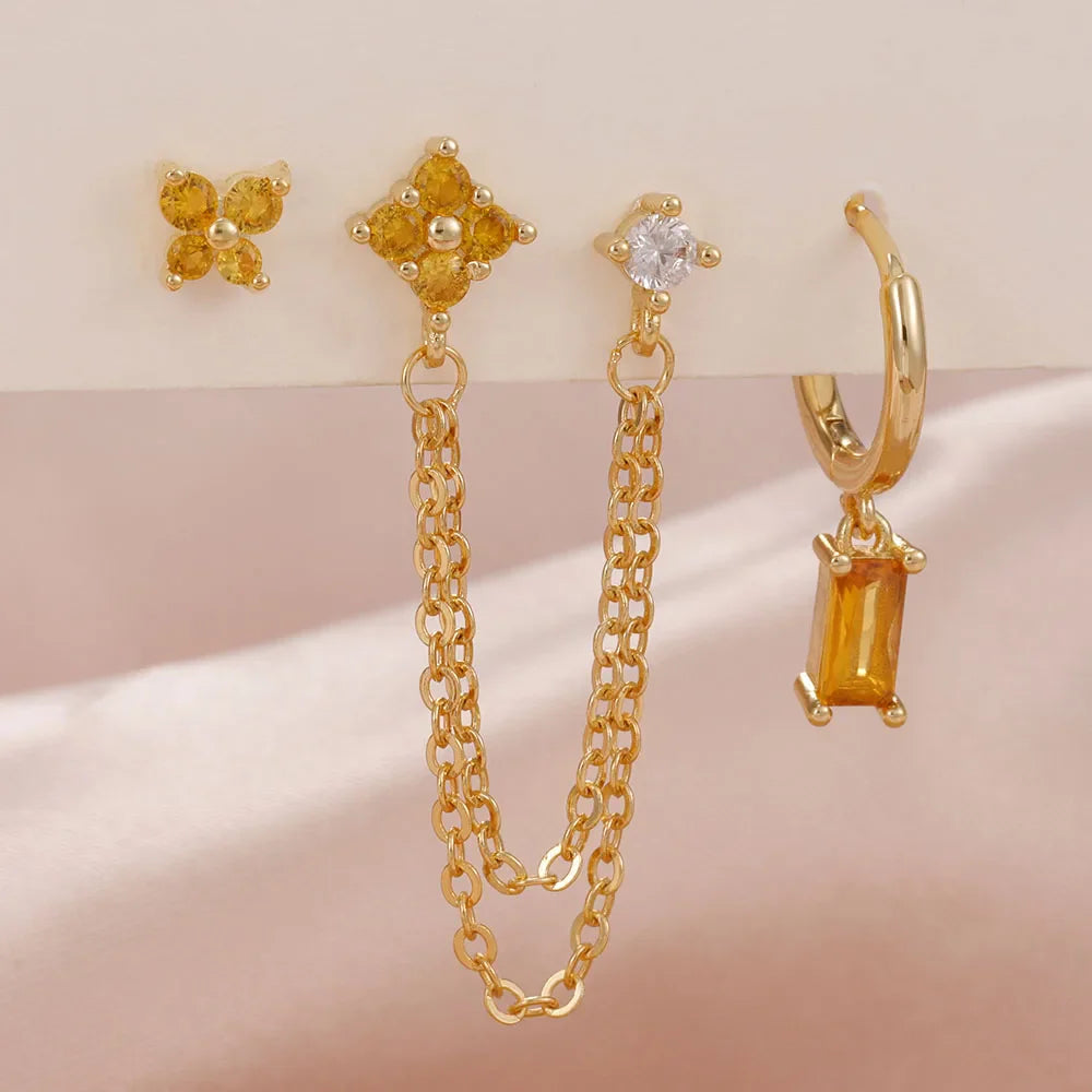 Zodiac Birthstone Earrings Set for Everyday Celestial Style